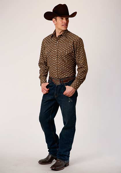 Roper Mens L/S Shirt Snap Print | Western Shirt