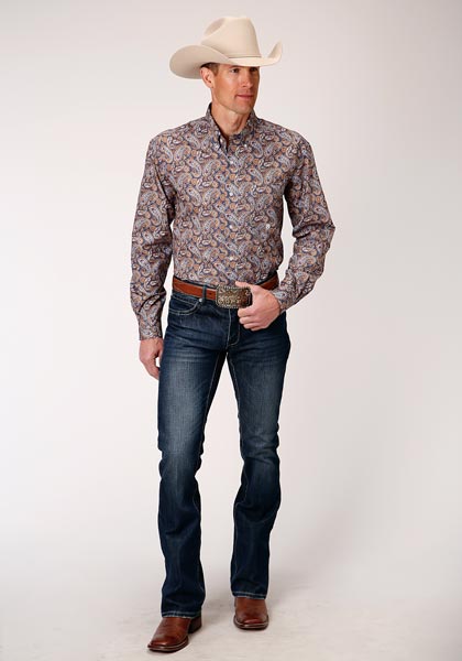 Roper Mens L/S Shirt Amarillo Country Roads | Western Shirt