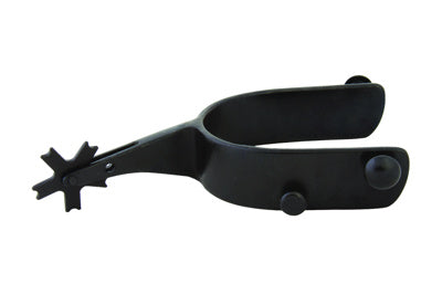 15-degree offset youth bull riding spurs with blunt rowels for safer, controlled riding — Rowdy Rowels