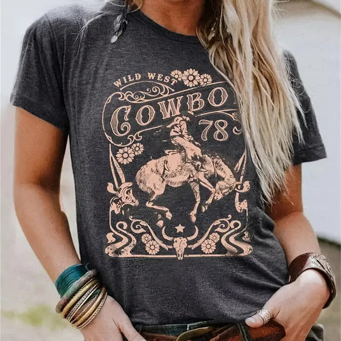 Vintage Cowboy T-Shirt for Women: Unique Retro Style Tops