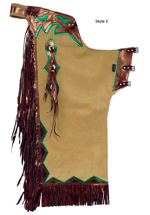 Pro rodeo leather chaps in youth and adult sizes