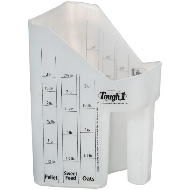 Tough1 Feed Scoop with Dual Measurements – Pellets, Sweet Feed & Oats | White, Pink, Light Blue