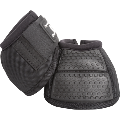 Classic Equine Flexion No-Turn Bell Boots in black with shock-absorbing center