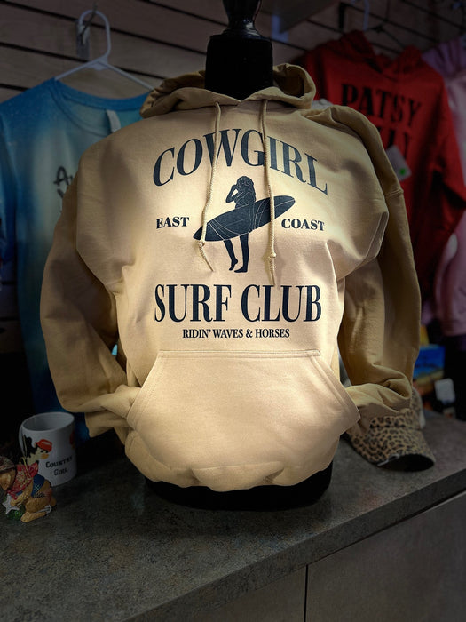 Coastal Cowgirl Surfing & Riding Horses Hoodie Sweatshirt – Super Soft, East Coast & West Coast Variants Available