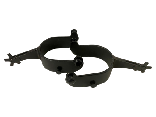 15-degree offset youth bull riding spurs with blunt rowels for safer, controlled riding — Rowdy Rowels