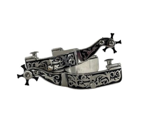 Superior SS Engraved Bull Riding Spurs