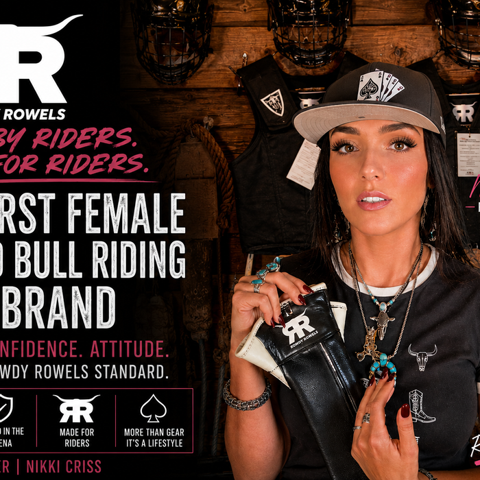 female bull riding brand Rowdy Rowels gear rodeo culture 2026