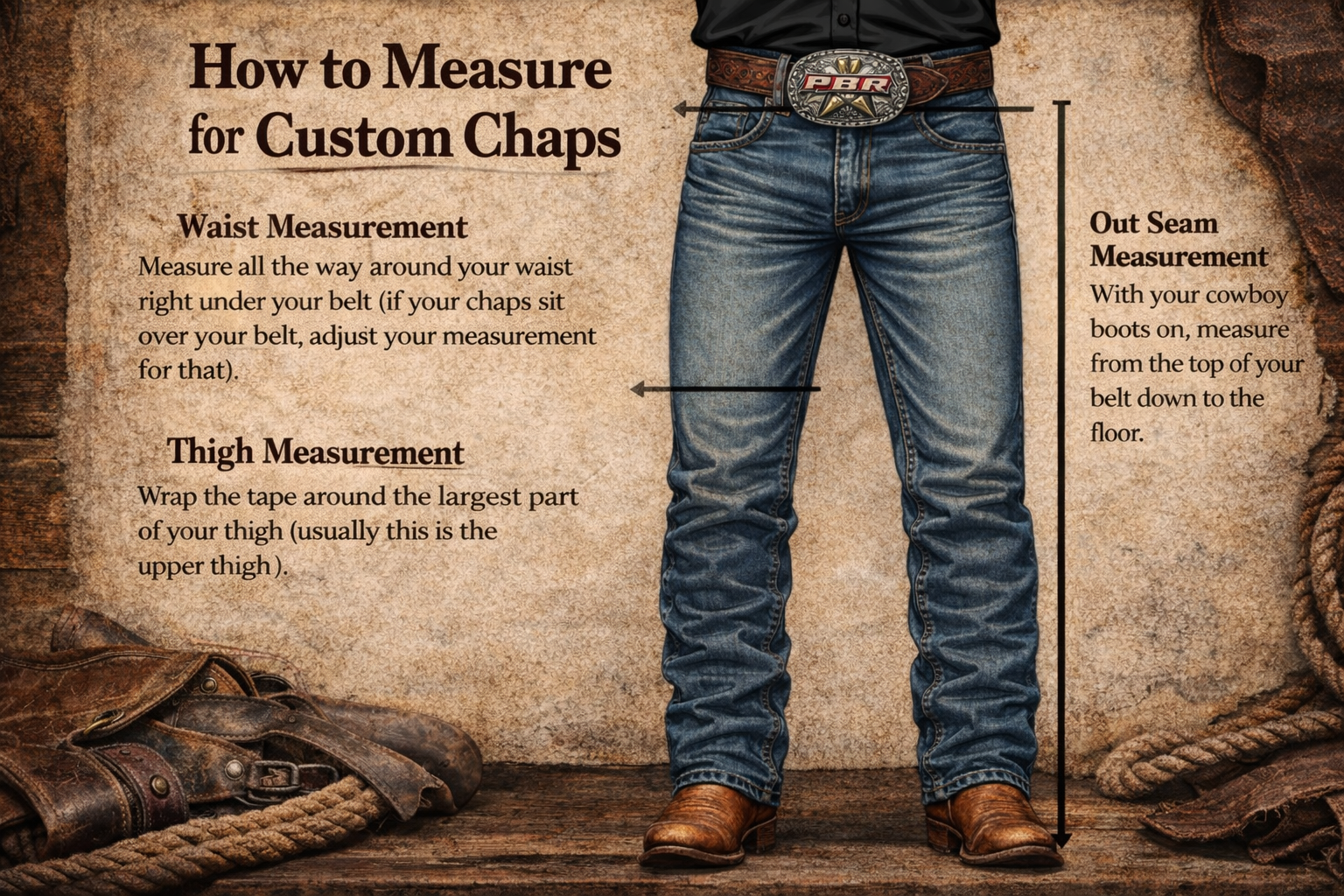 How to measure for custom chaps