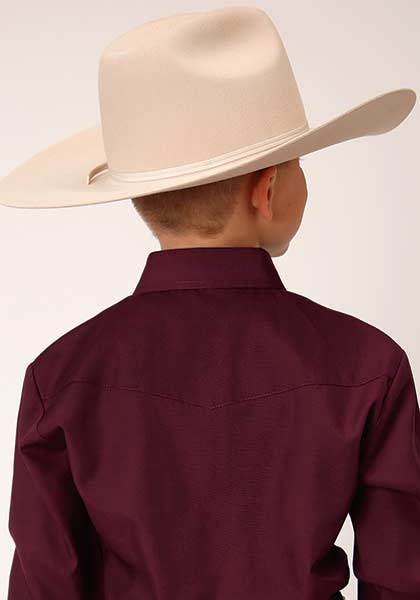Boy's Long Sleeve Western Style Shirt SOLID BROADCLOTH - WINE