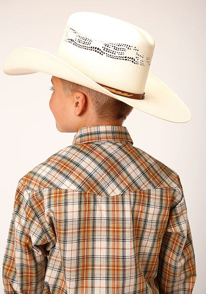Boys' Plaid Long Sleeve Shirt: Western Style