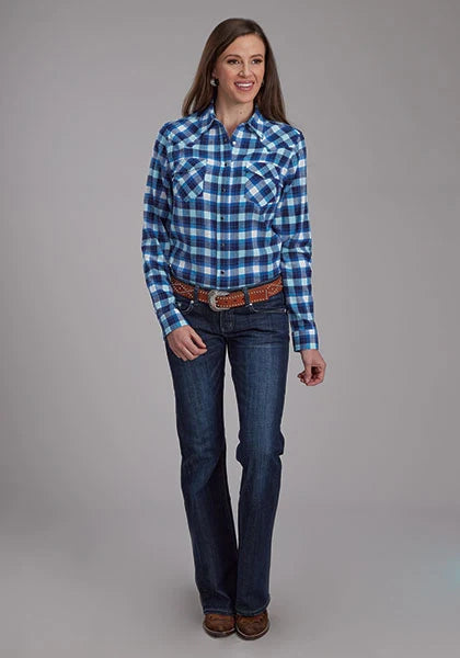 Roper 2206 Unlined Flannel (Blue) - Women's Western Shirt
