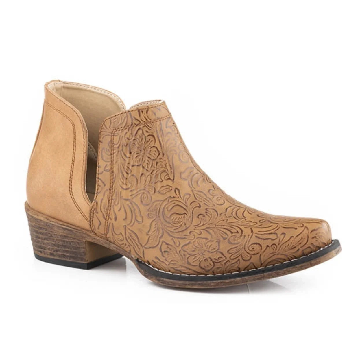 Roper Ava Emboss (Tan) - Women's Cowgirl Boot — Rowdy Rowels