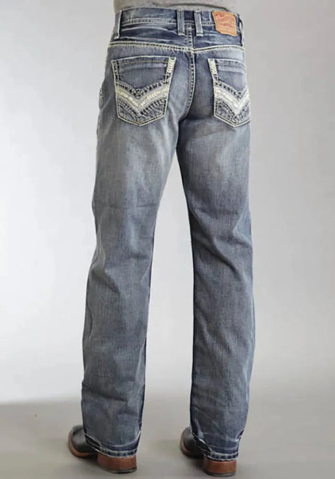 Stetson 1312 Relaxed Fit Jeans with Pieced Back Pocket (Light Wash) - Men's Bootcut Jeans (Closeout)