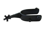 15-degree offset youth bull riding spurs with blunt rowels for safer, controlled riding — Rowdy Rowels