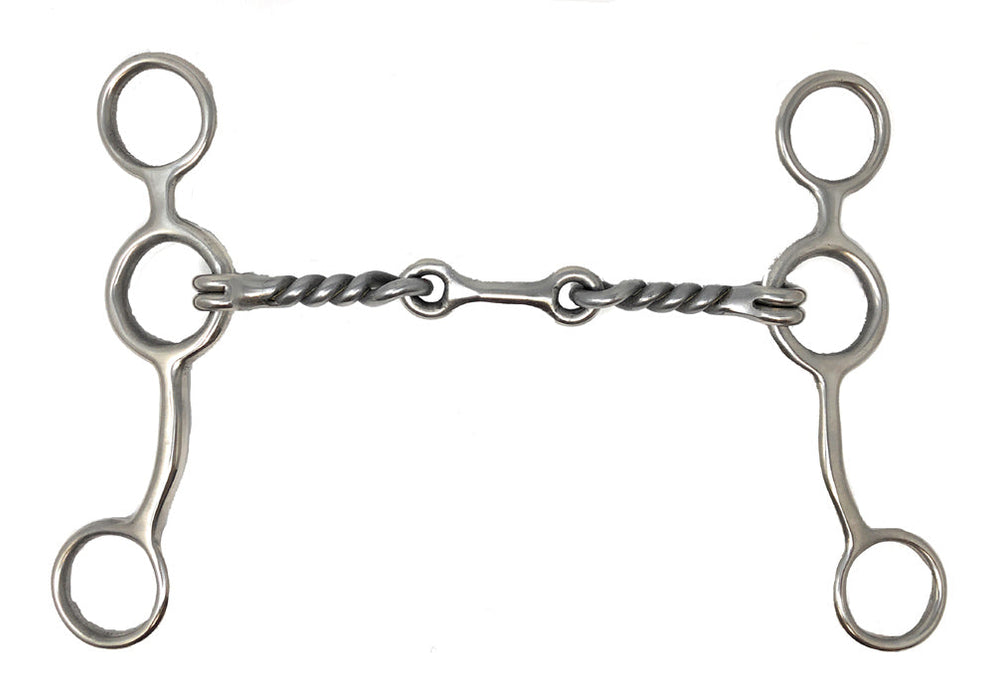 AJ Tack Junior Cow Horse Stainless Steel Dogbone Twisted Gag Bit
