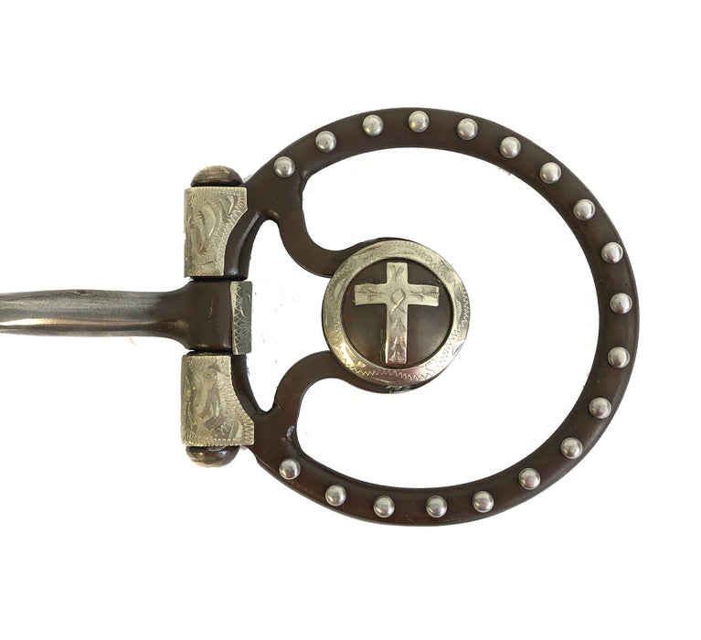 AJ Tack Dee Ring Snaffle Bit with Cross Concho