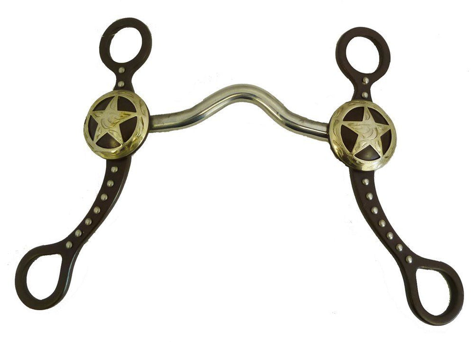 AJ Tack Texas Star Low Port Show Bit Sweet Iron Antique Brown Color Copper Inlay 5"