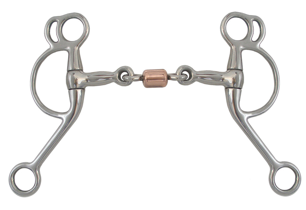 AJ Tack Double Rein Tom Thumb 3 Piece Copper Roller Bit