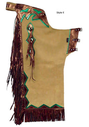 Pro rodeo leather chaps in youth and adult sizes