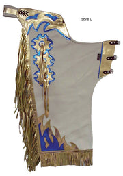 Handmade leather bull riding chaps for rodeo competition