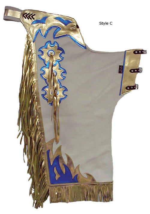 Handmade leather bull riding chaps for rodeo competition