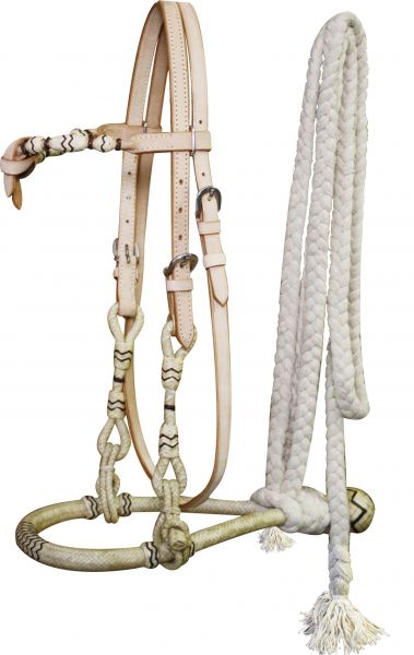 Showman rawhide core show bosal with mecate rein

