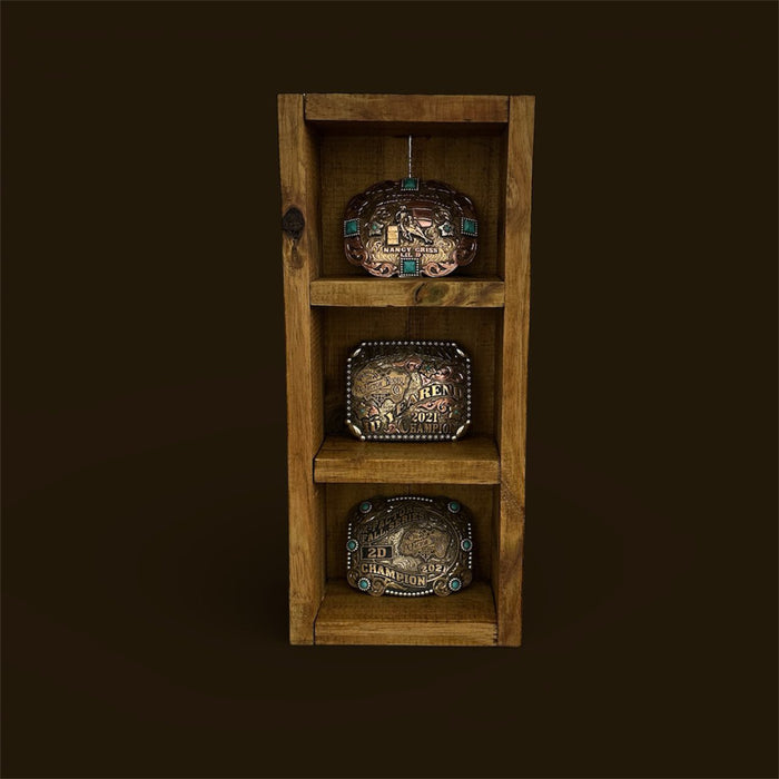 Custom Trophy Buckle Cases – Red Mahogany or Early American | Rowdy Rowels