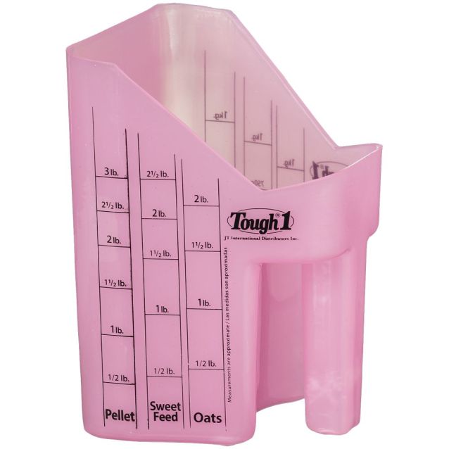 Tough1 Feed Scoop with Dual Measurements – Pellets, Sweet Feed & Oats | White, Pink, Light Blue
