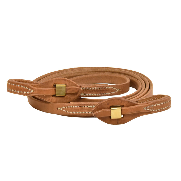 AJ Tack Harness Leather Brass Quick Change Roper Reins - 5/8in x 8ft