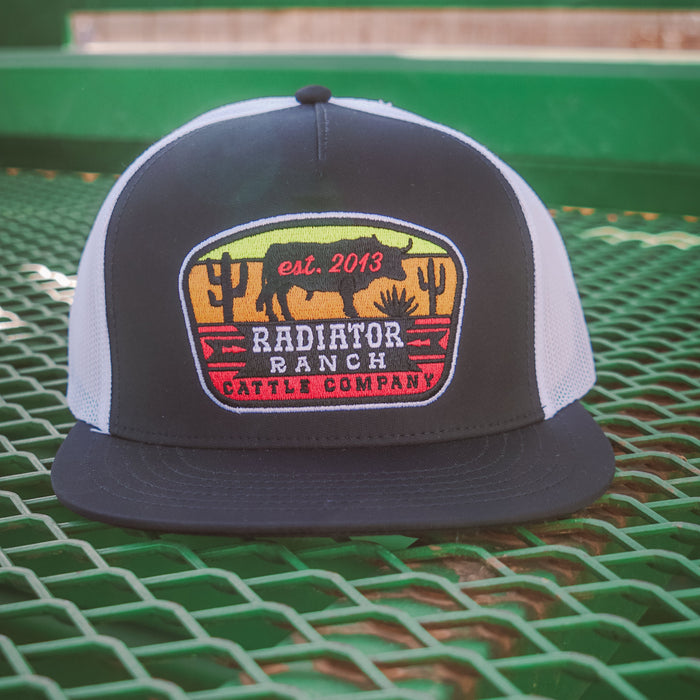 Sunset Bull Black Meshback