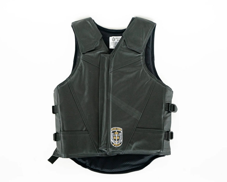Ride Right Flex Thin Pro Adult Rodeo Vest | Premium Leather Protection | Black