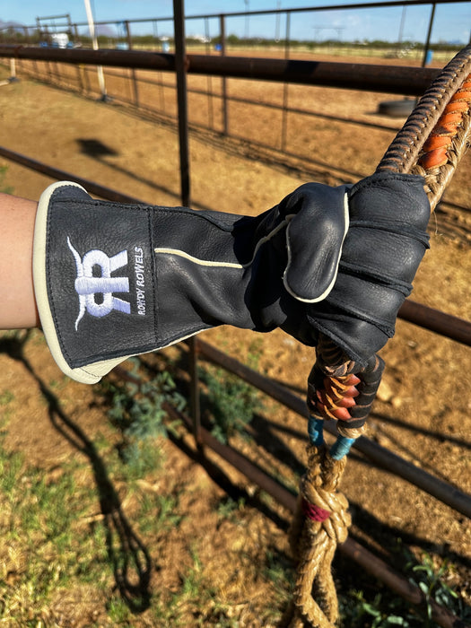 Rowdy Rowels Deerskin Leather Bull Riding Gloves – Long Cuff Outseam