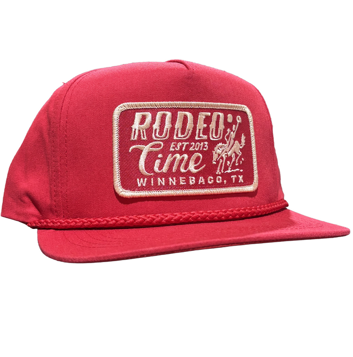 Red Rodeo Time Bronc Rope Cap