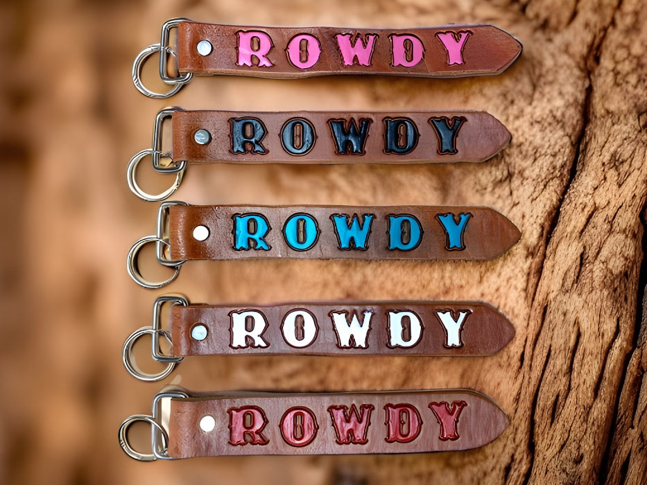 "Rowdy" Handmade Western Leather Key Chains