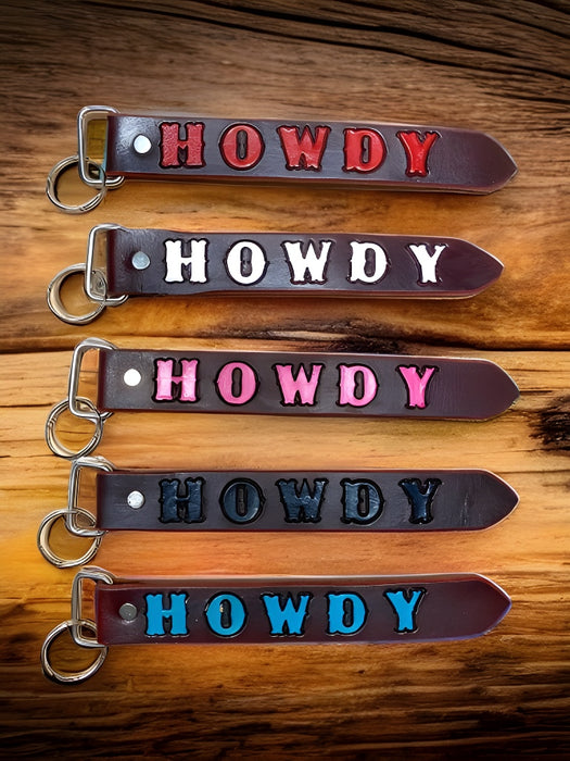 "Howdy" Handmade Western Leather Key Chains