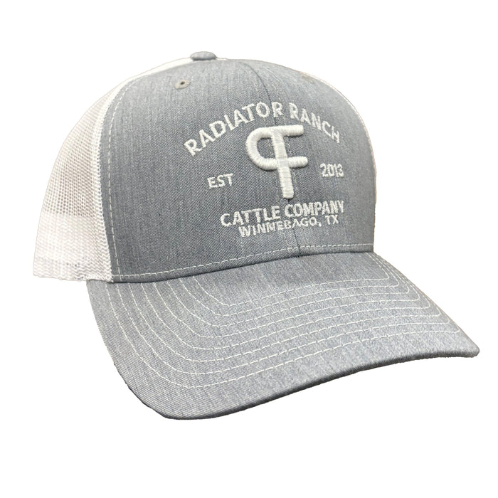 PF Brand Precurved Grey & White Meshback