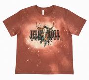 Jelly Roll Bleached red t-shirt with graphic design and text on a white background
