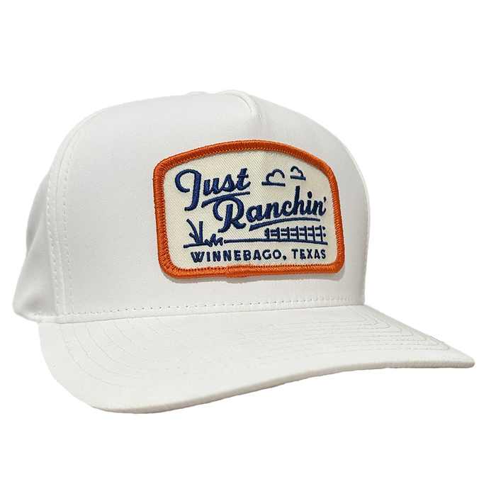 Just Ranchin White Patch Cap