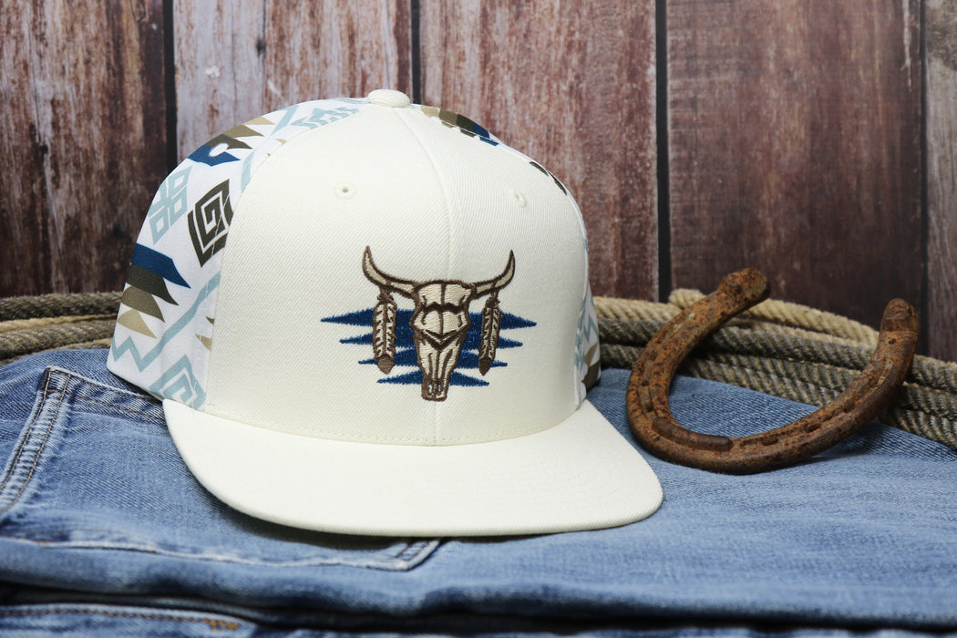 White Aztec Skull Cap
