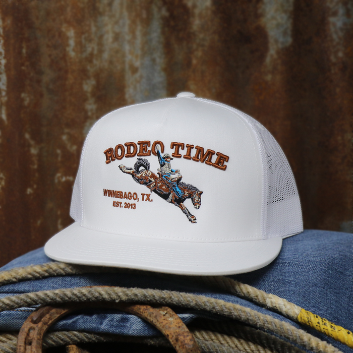 White Rodeo Time Bronc Cap