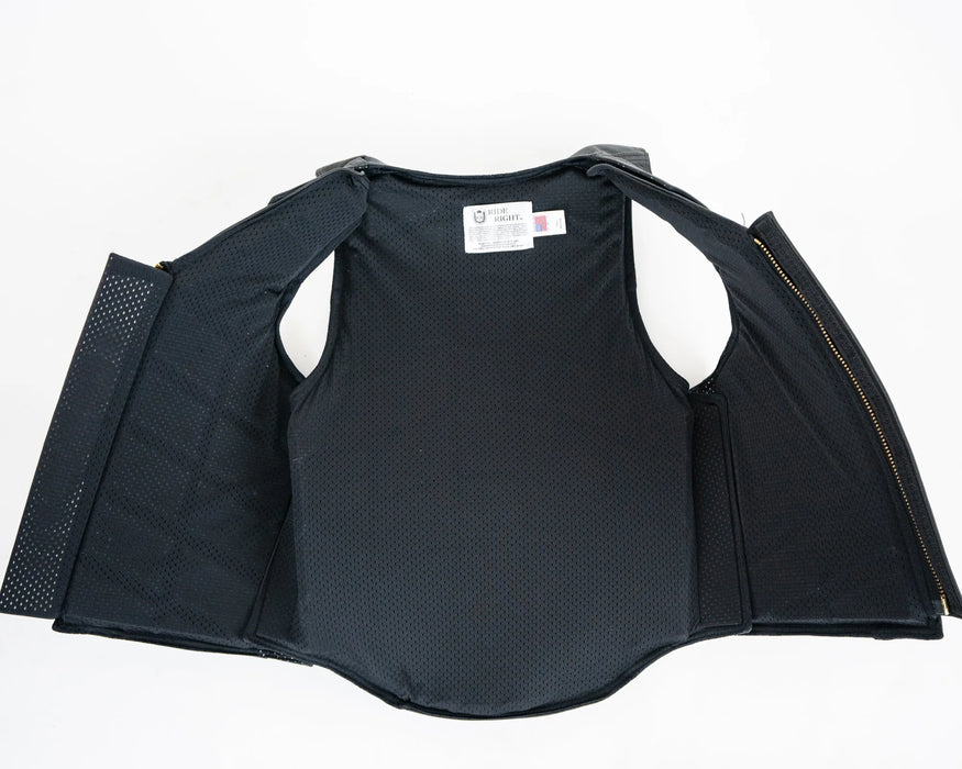 Ride Right Flex Thin Pro Adult Rodeo Vest | Premium Leather Protection | Black