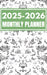 2025-2026 Western-Themed Monthly Planner with Horse Illustrations