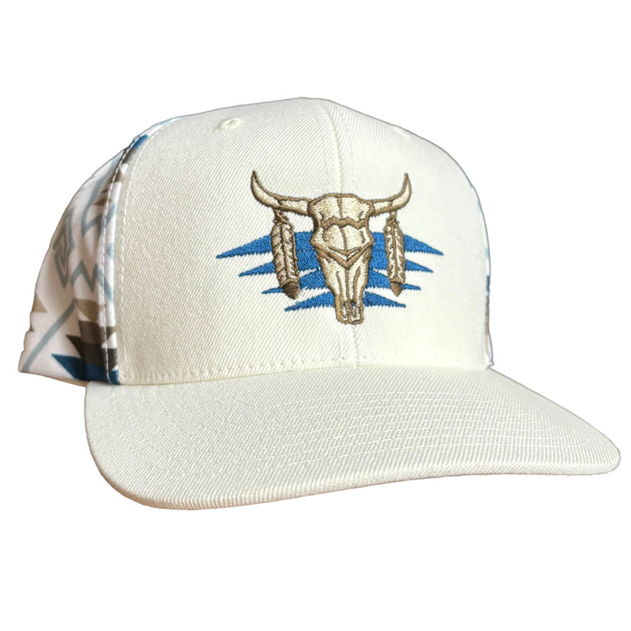 White Aztec Skull Cap