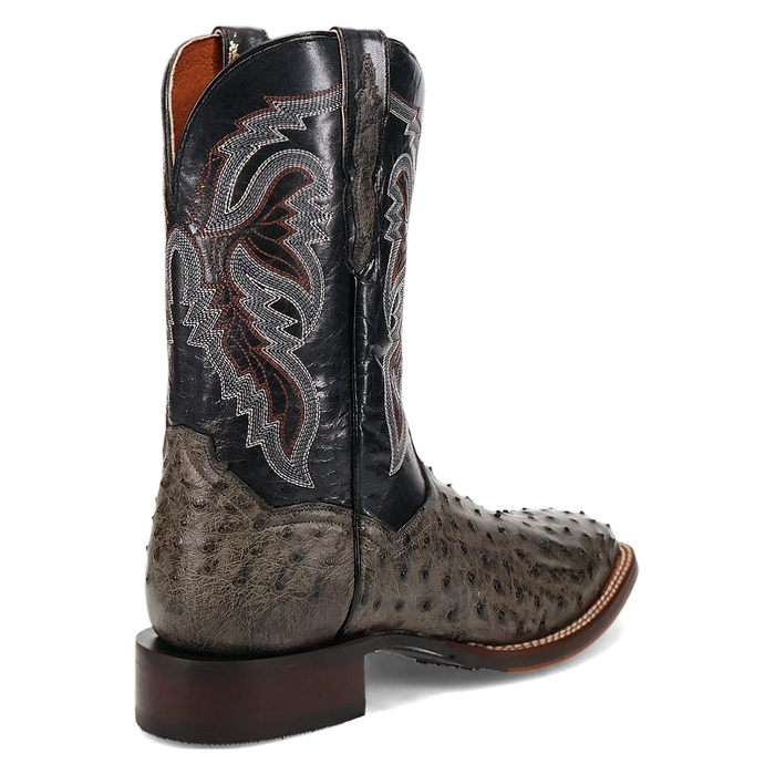 Dan Post Alamosa (Grey/Black)  - Men's Ostrich Skin Leather Cowboy Boots