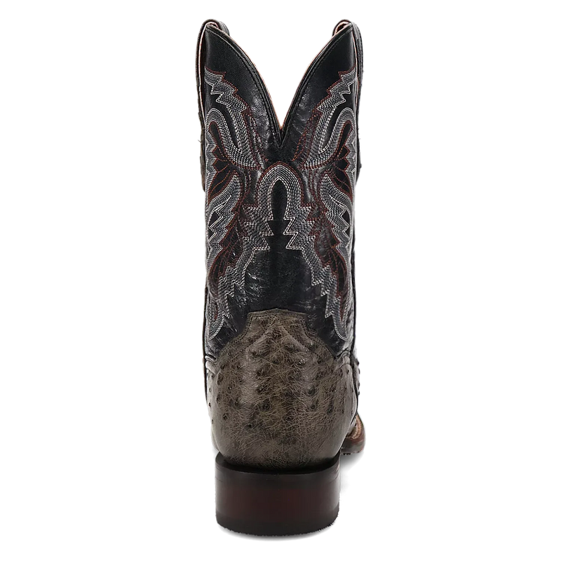 Dan Post Alamosa (Grey/Black)  - Men's Ostrich Skin Leather Cowboy Boots