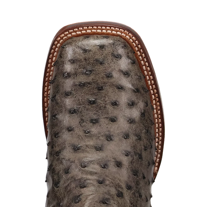 Dan Post Alamosa (Grey/Black)  - Men's Ostrich Skin Leather Cowboy Boots