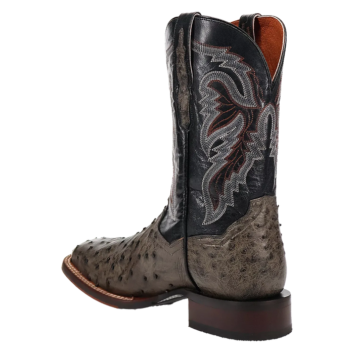 Dan Post Alamosa (Grey/Black)  - Men's Ostrich Skin Leather Cowboy Boots