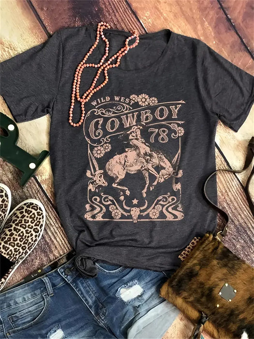 Vintage Cowboy T-Shirt for Women: Unique Retro Style Tops