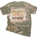 Bleached green t-shirt with 'HOWDY' text on a white background