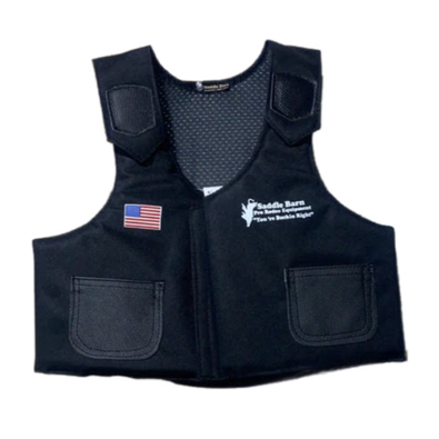 Cordura Pro Rodeo Youth Protective Vest; High-Density Foam, Leather Pockets, Velcro Adjustments, Black [Saddle Barn Pro Rodeo Equipment]